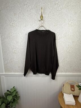 Joseph & Lyman Men's Brown 100% Merino Wool Crewneck Sweater - Size - Medium
